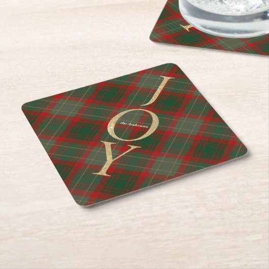 Dessous-de-verre En Papier Festive Buffalo Plaid 3 Photos collage Noël (Incliné)