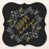 Dessous-de-verre En Papier Festive Foliage Deco Gold Frame (Devant)