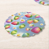 Dessous-de-verre En Papier Fête d'anniversaire aux fraises mignonnes (Incliné)