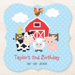 Dessous-de-verre En Papier Fête d'anniversaire d'animaux de ferme/baby showe
