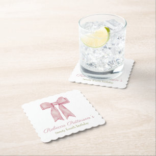 Dessous-de-verre En Papier Fête d'anniversaire féminine à l'aquarelle rose co