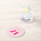 Dessous-de-verre En Papier Fête d'anniversaire moderne 21e Vingt et une rose (En situation)