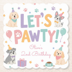 Dessous-de-verre En Papier Fête d'anniversaire sur le thème du chiot Let's Pa