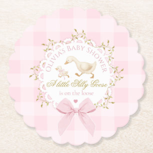 Dessous-de-verre En Papier Fête de Bébé Silly Goose Ruban à Carreaux Roses