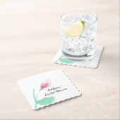 Dessous-de-verre En Papier Fête de mariage floral rose (En situation)