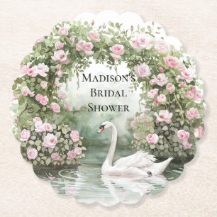 Dessous-de-verre En Papier Fête de mariage florale au lac des cygnes avec des