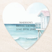 Dessous-de-verre En Papier Fête de mariage prénuptiale côtière d'Ocean Beach (Devant)