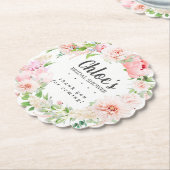 Dessous-de-verre En Papier Fête de mariage rose saumon avec pivoines (Incliné)