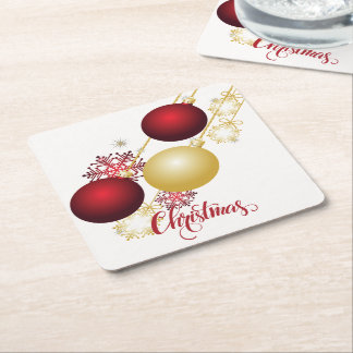 Dessous-de-verre En Papier Fête de Noël blanche, or et rouge
