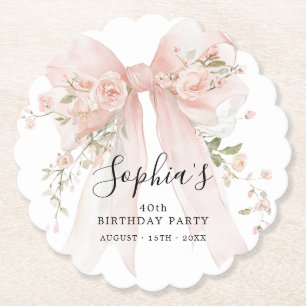 Dessous-de-verre En Papier Fête des 40 ans Arc rose avec des roses