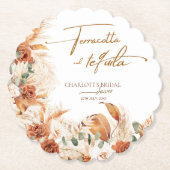 Dessous-de-verre En Papier Fête des mariées Bold Bright Terracotta et Tequila (Devant)