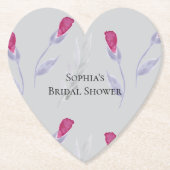 Dessous-de-verre En Papier Fête des mariées de fleurs rose gris (Devant)