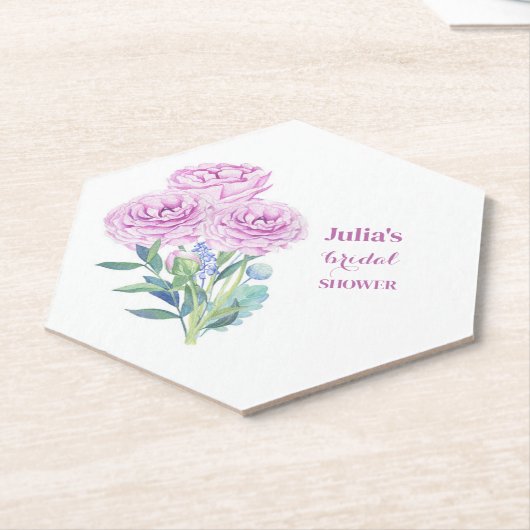 Dessous-de-verre En Papier Fête des mariées Ranunculus & Anémones Personnalis (Incliné)