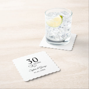 Dessous-de-verre En Papier Fête personnalisée du 30e anniversaire de mariage
