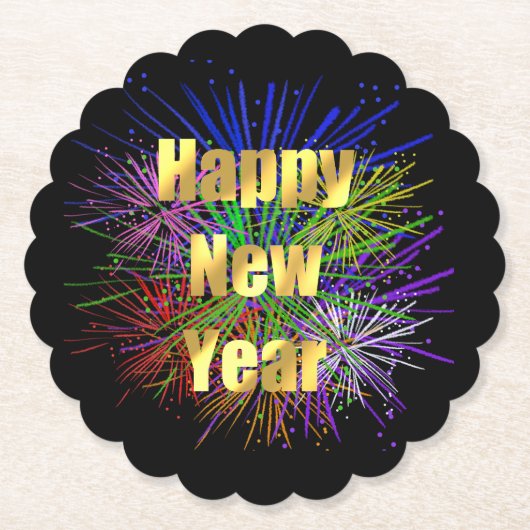 Dessous-de-verre En Papier Feu d'artifice du Nouvel An (Devant)