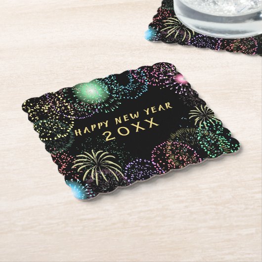 Dessous-de-verre En Papier Feu d'artifice du Nouvel An (Incliné)