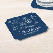 Dessous-de-verre En Papier Feu de Noël bleu bleu marine (Incliné)