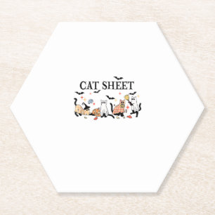 Dessous-de-verre En Papier Feuille de chat Cute Chats noirs en Ghost Hallowee