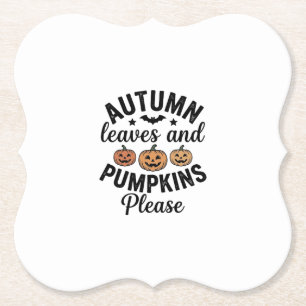 Dessous-de-verre En Papier Feuilles d'automne Citrouilles S'il vous plaît Vin