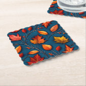 Dessous-de-verre En Papier Feuilles d'automne et Denim (Incliné)