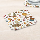 Dessous-de-verre En Papier Feuilles d'automne uniques Citrouilles d'automne (Incliné)