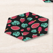 Dessous-de-verre En Papier Feuilles de pavot, cerise, fraise et pastèque (Incliné)