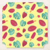 Dessous-de-verre En Papier Feuilles de pavot, cerise, fraise et pastèque (Devant)