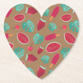 Dessous-de-verre En Papier Feuilles de pavot, cerise, fraise et pastèque (Devant)