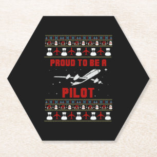 Dessous-de-verre En Papier Fier Noël du pilote avec avion et neige