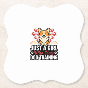 Dessous-de-verre En Papier Fille de dressage de chien Corgi Vintage Vector Co