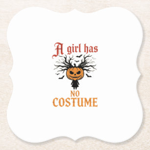 Dessous-de-verre En Papier Fille d'Halloween n'a pas de costume Citrouille