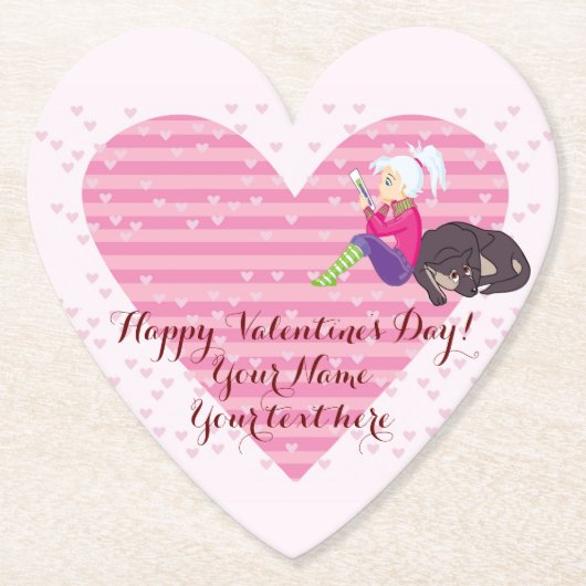 Dessous-de-verre En Papier Fille Être amoureuse (Devant)