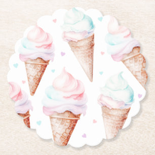 Dessous-de-verre En Papier Fille Glace fête d'anniversaire