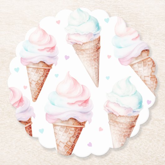 Dessous-de-verre En Papier Fille Glace fête d'anniversaire (Devant)