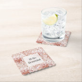 Dessous-de-verre En Papier Fille Glam Rose Rose Or Floral (En situation)