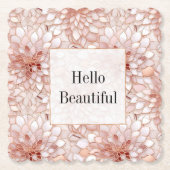 Dessous-de-verre En Papier Fille Glam Rose Rose Or Floral (Devant)