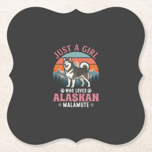 Dessous-de-verre En Papier Fille Juste Malamute d'Alaska Chien Rétro Montagne