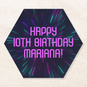 Dessous-de-verre En Papier Fille Neon Purple Pink Glow Party