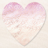 Dessous-de-verre En Papier Fille rose Peach Glam Empreinte de léopard Ombre T (Devant)