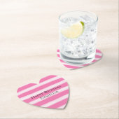 Dessous-de-verre En Papier Fille rose rayures blanches (En situation)