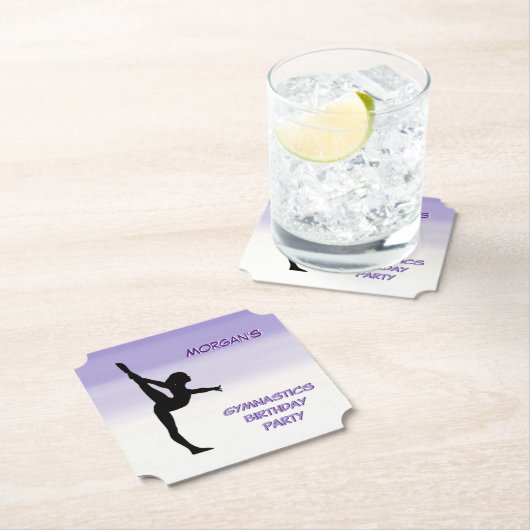 Dessous-de-verre En Papier Filles Purple Ombre Gymnastique Party (En situation)