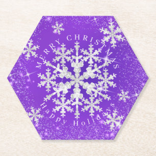 Dessous-de-verre En Papier Flacons de neige violet blanc