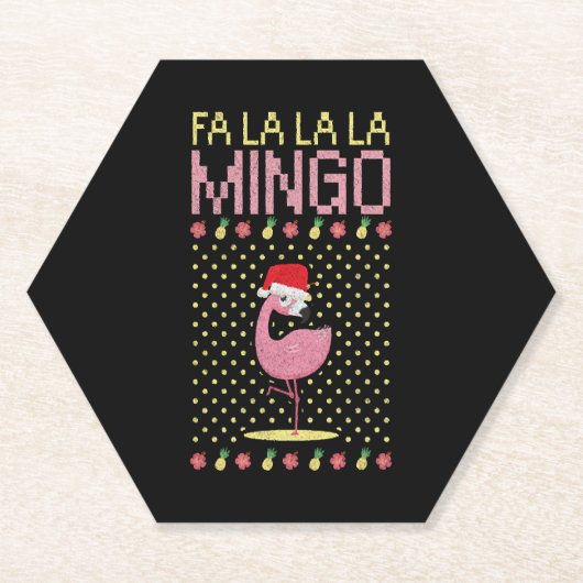 Dessous-de-verre En Papier Flamant rose beige rose cadeau Noël (Devant)