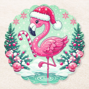 Dessous-de-verre En Papier Flamant rose de Noël Clipart-10424