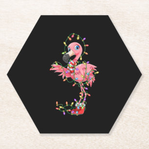 Dessous-de-verre En Papier Flamant rose Noël Cadeau Noël Lumières Pink Cute F