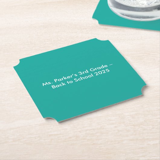 Dessous-de-verre En Papier Flat Teal Background – Back-to-School Texture (Incliné)