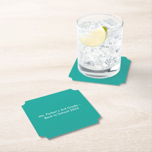 Dessous-de-verre En Papier Flat Teal Background – Back-to-School Texture (En situation)
