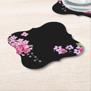 Dessous-de-verre En Papier Fleur de cerise rose et noire