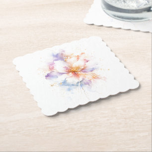 Dessous-de-verre En Papier Fleur de couleur pastel à l'aquarelle avec accents