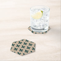 Fleur de Lis Motif, Royal French Green on Cream